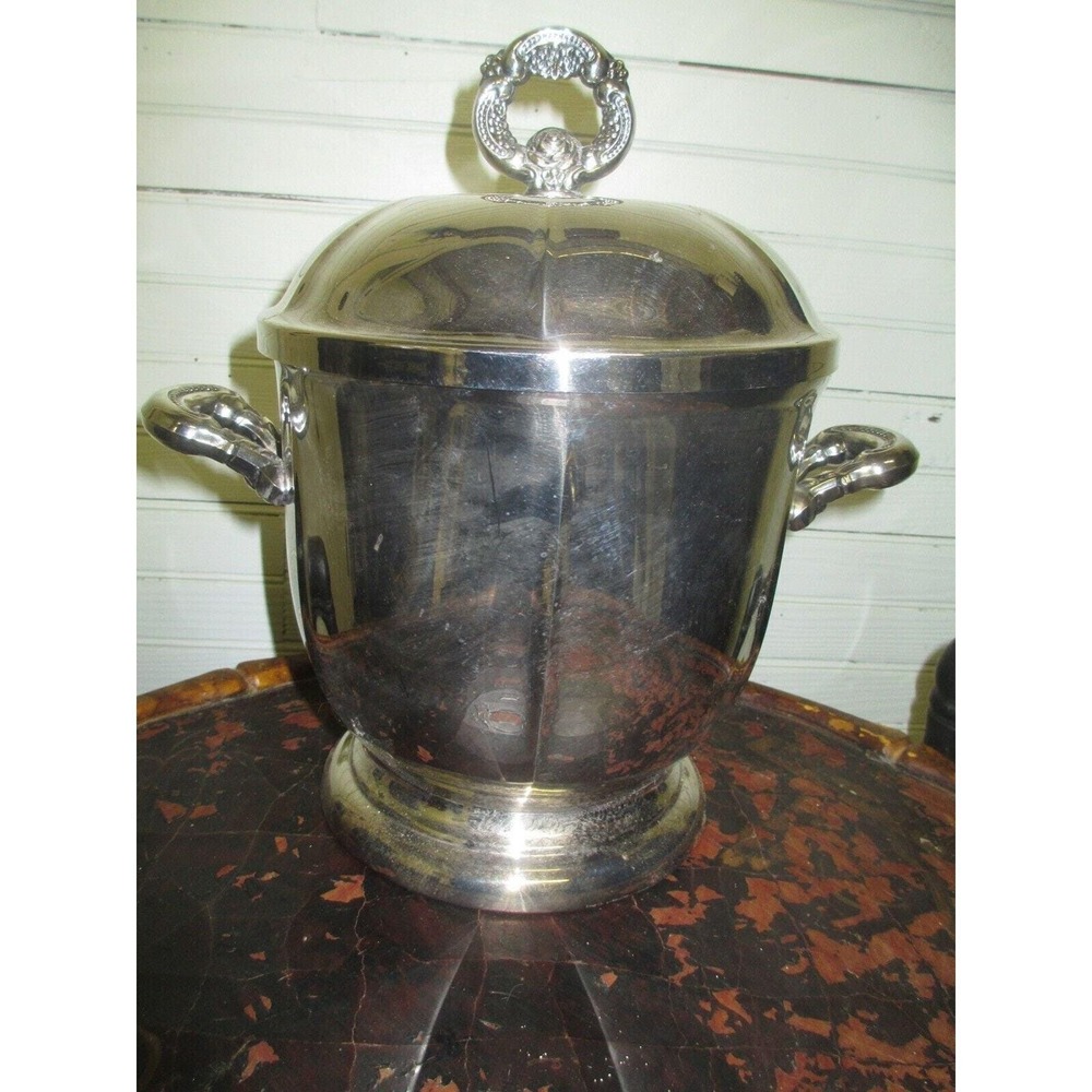 Vintage Oneida SilverPlate Thermos Lined Fluted Ice Bucket w/Handles GUC - Picture 5 of 5